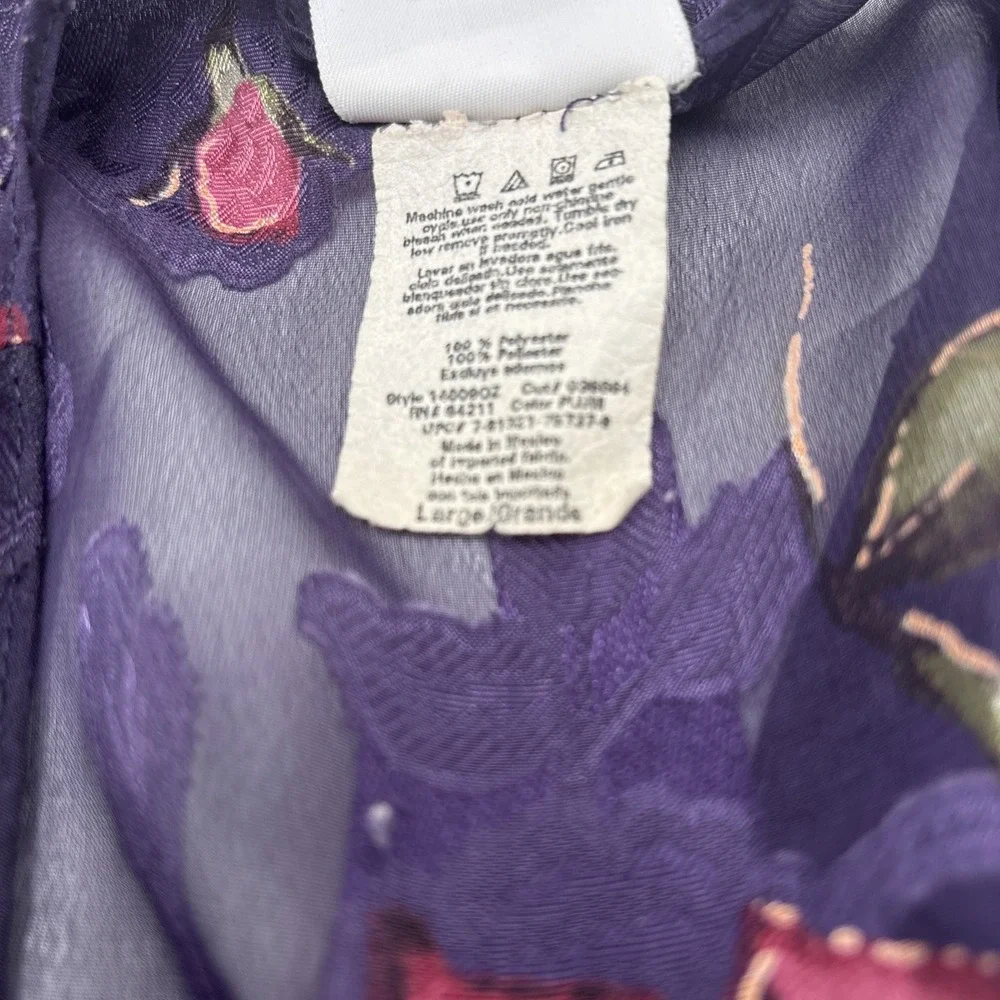 Secret Treasures Lingerie‎ Cover Robe Shawl Purple Floral Pattern 100% Polyester